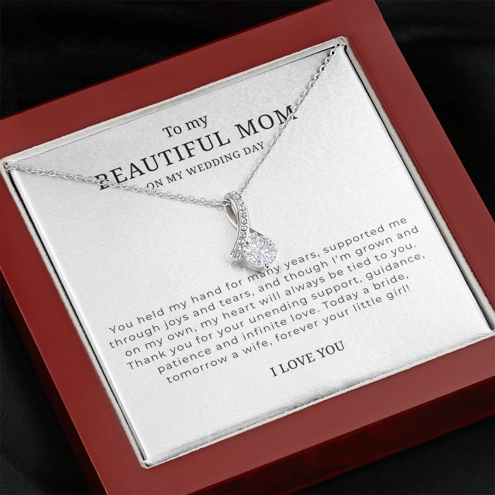 To My Beautiful Mom On My Wedding Day Interlocking Hearts Necklace