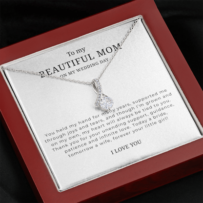 To My Beautiful Mom On My Wedding Day Interlocking Hearts Necklace