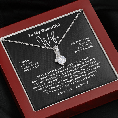 To My Beautiful Wife Interlocking Hearts Necklace