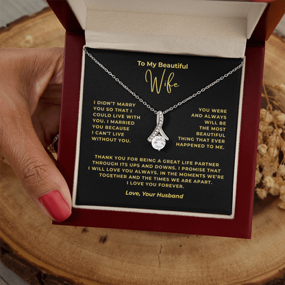 To My Beautiful Wife Interlocking Hearts Necklace