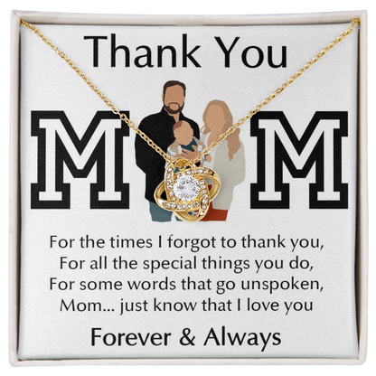 Thank You Mom Love Knot Necklace