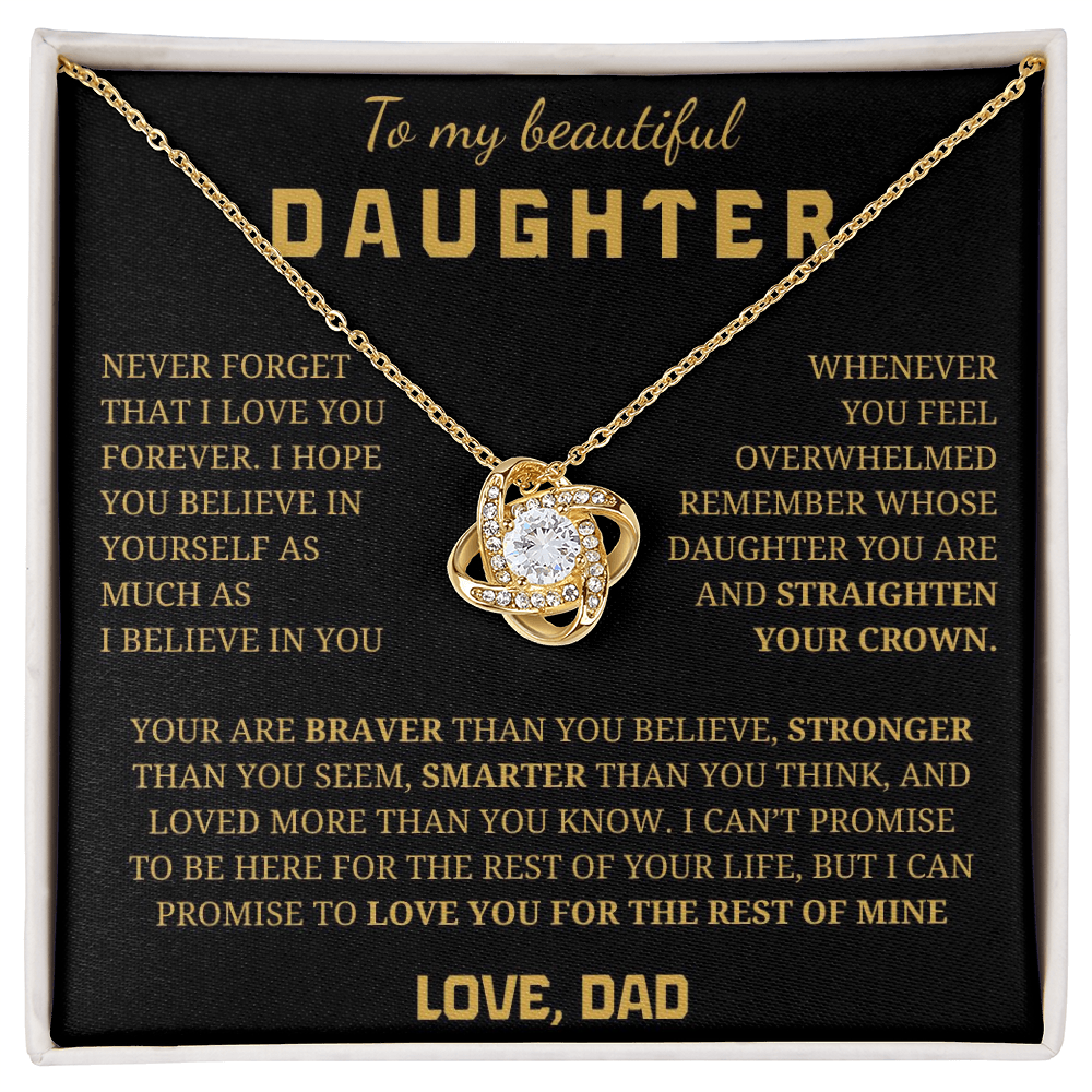 To My Daughter Love Knot Necklace