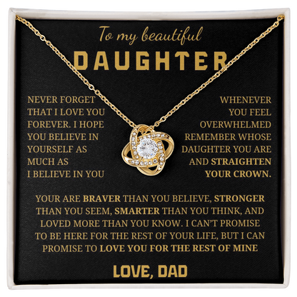To My Daughter Love Knot Necklace