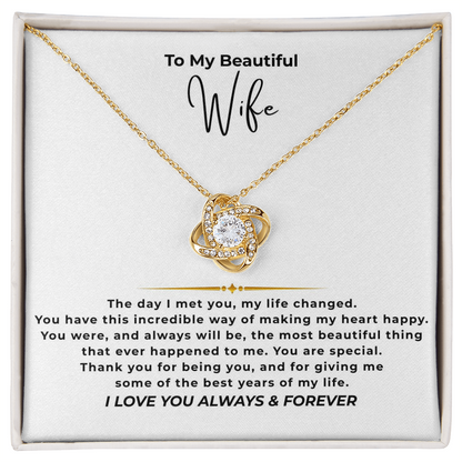 To My Beautiful Wife Interlocking Hearts Necklace
