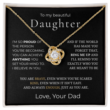 To My Daughter Love Knot Necklace