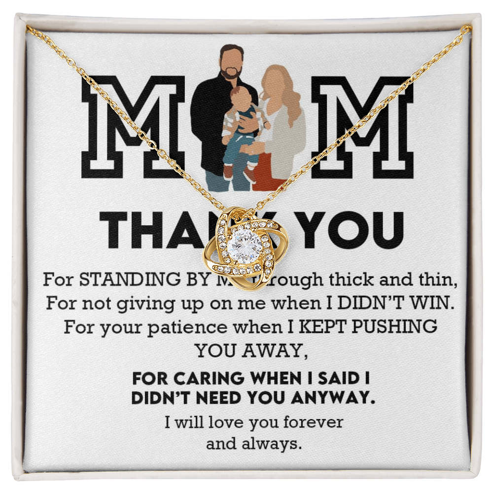 Mom Thank You Love Knot Necklace