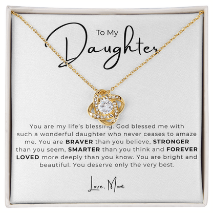 To My Daughter Love Knot Necklace