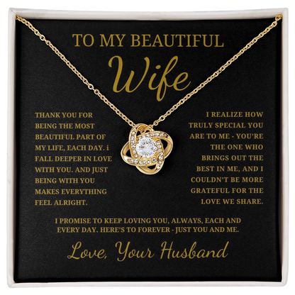 To My Beautiful Wife Love Knot Necklace