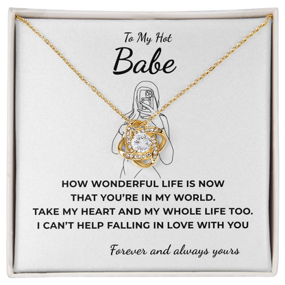 To My Hot Babe Love Knot Necklace