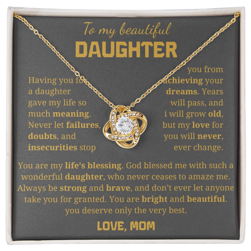 To My Daughter Love Knot Necklace