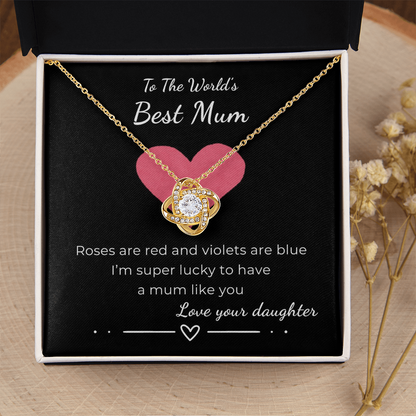 To The World's Best Mom Love Knot Necklace
