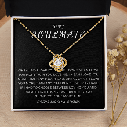To My Soulmate Love Knot Necklace