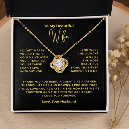 To My Beautiful Wife Interlocking Hearts Necklace