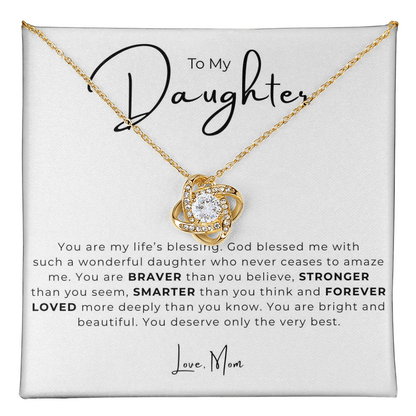 To My Daughter Love Knot Necklace