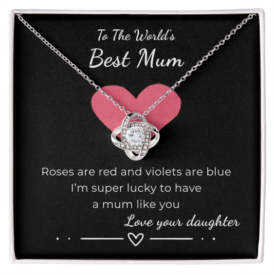 To The World's Best Mom Love Knot Necklace