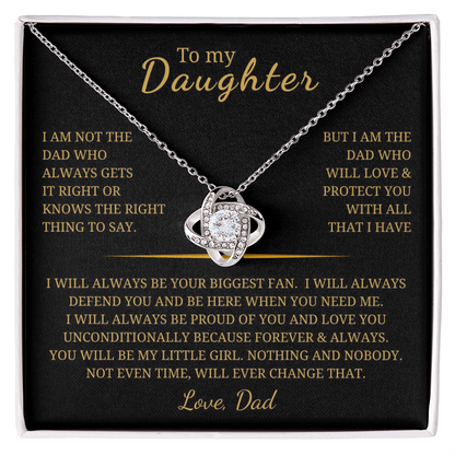 To My Daughter Love Knot Necklace