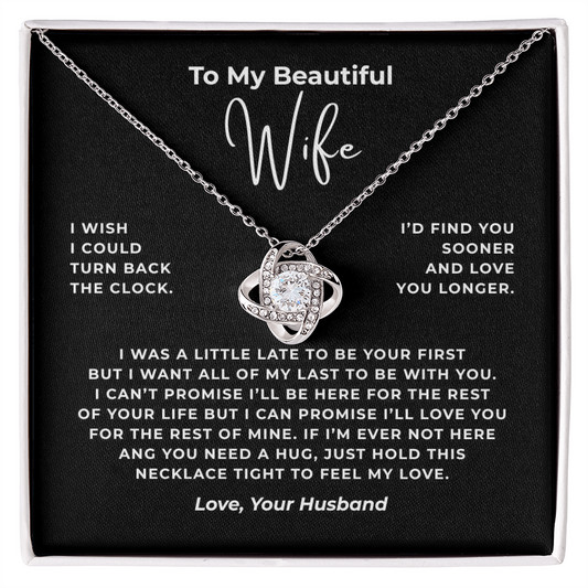 To My Beautiful Wife Interlocking Hearts Necklace