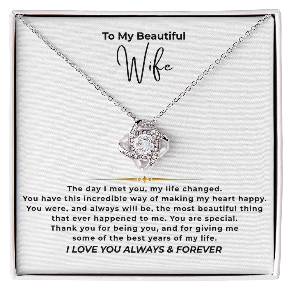 To My Beautiful Wife Interlocking Hearts Necklace