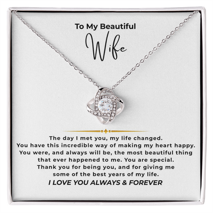 To My Beautiful Wife Interlocking Hearts Necklace