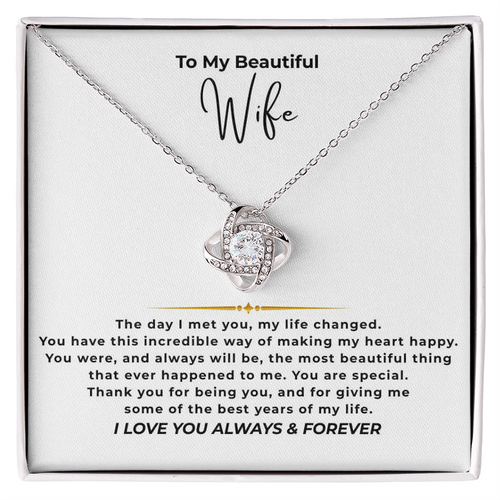 To My Beautiful Wife Interlocking Hearts Necklace