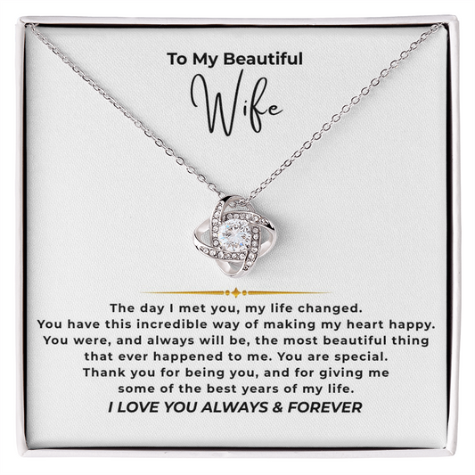 To My Beautiful Wife Interlocking Hearts Necklace