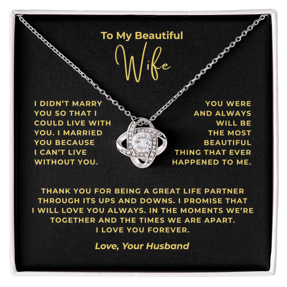 To My Beautiful Wife Interlocking Hearts Necklace