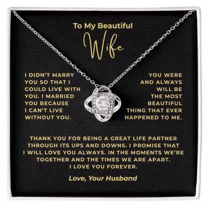 To My Beautiful Wife Interlocking Hearts Necklace