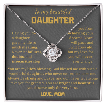 To My Daughter Love Knot Necklace