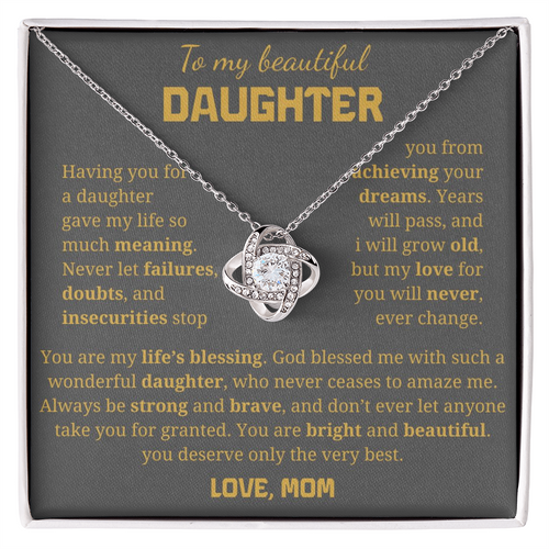 To My Daughter Love Knot Necklace