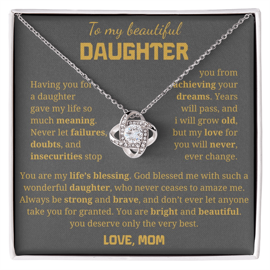 To My Daughter Love Knot Necklace