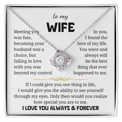 To My Wife Love Knot Necklace