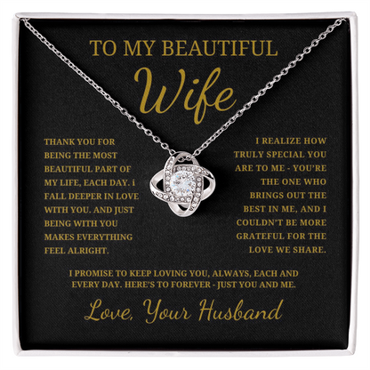 To My Beautiful Wife Love Knot Necklace