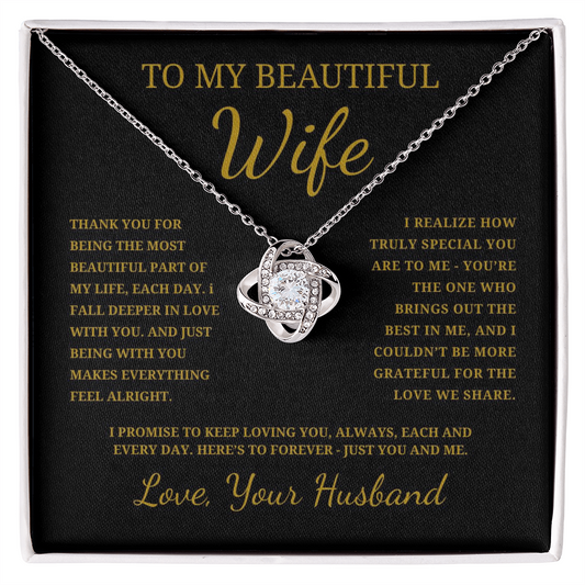 To My Beautiful Wife Love Knot Necklace