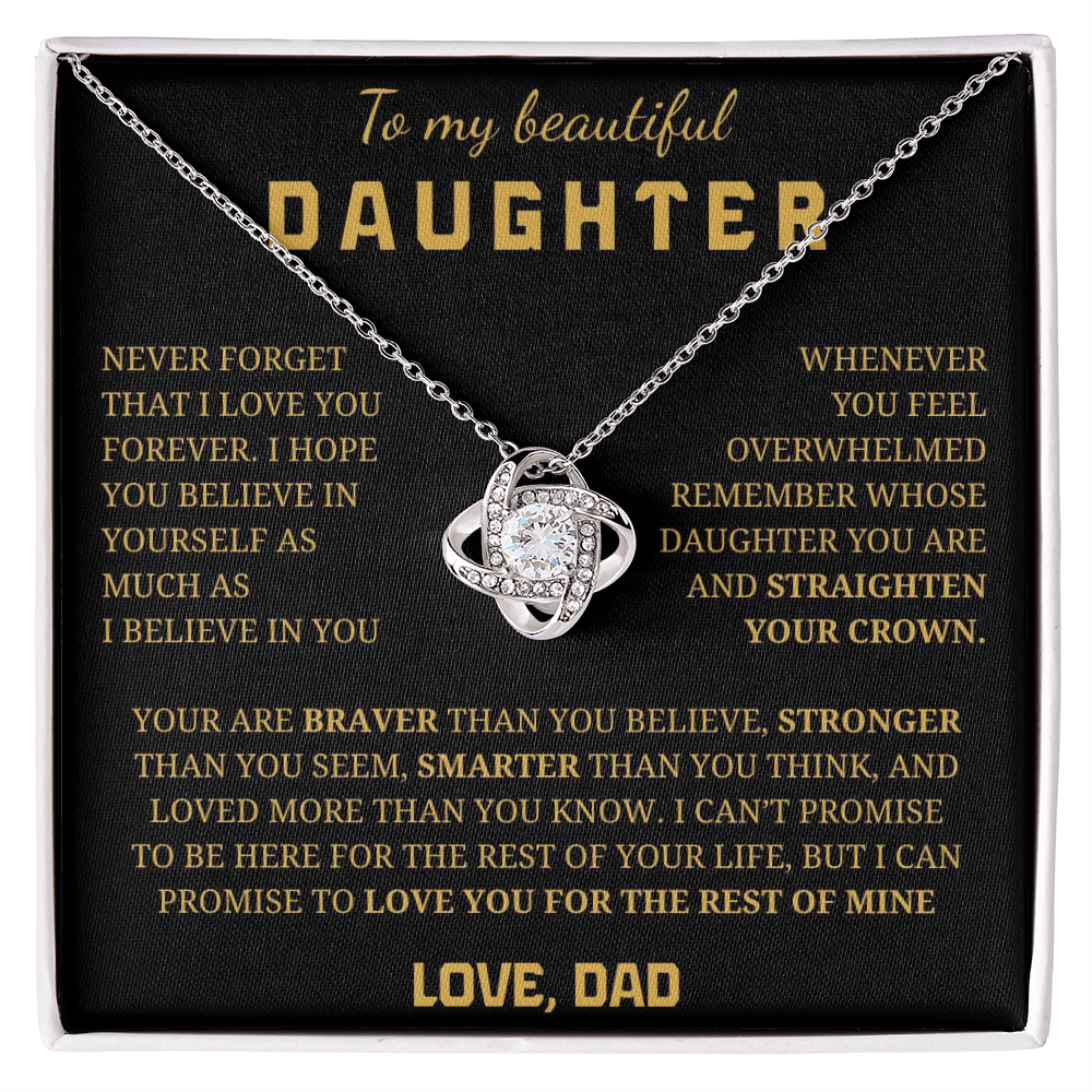 To My Daughter Love Knot Necklace