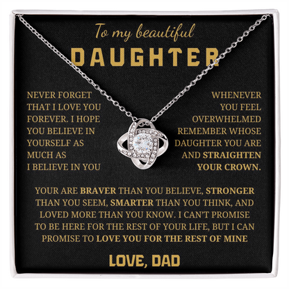 To My Daughter Love Knot Necklace