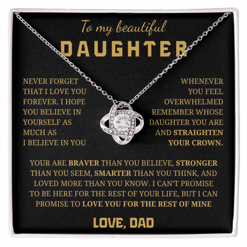 To My Daughter Love Knot Necklace