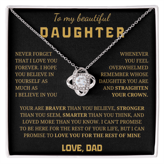To My Daughter Love Knot Necklace