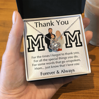 Thank You Mom Love Knot Necklace
