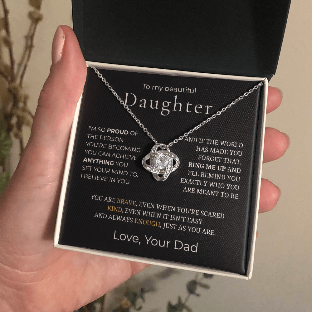 To My Daughter Love Knot Necklace