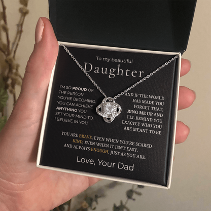 To My Daughter Love Knot Necklace