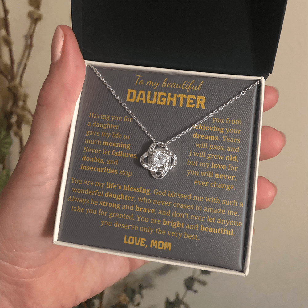 To My Daughter Love Knot Necklace