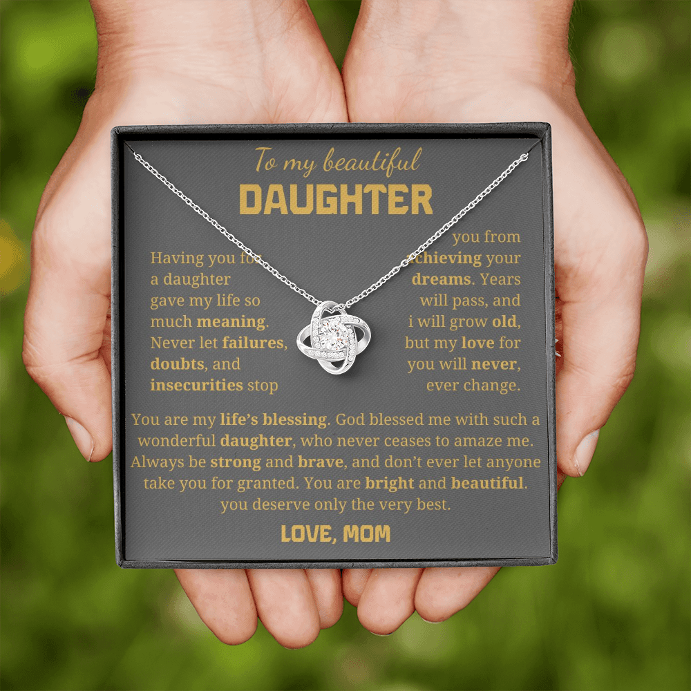 To My Daughter Love Knot Necklace