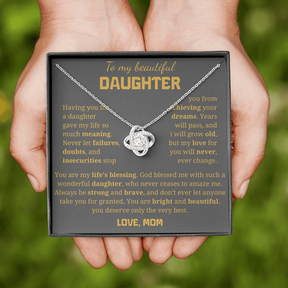 To My Daughter Love Knot Necklace