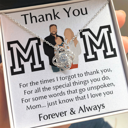Thank You Mom Love Knot Necklace