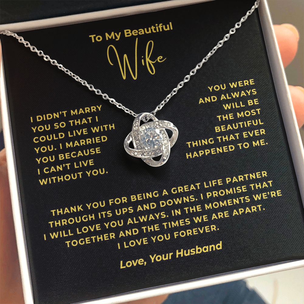 To My Beautiful Wife Interlocking Hearts Necklace