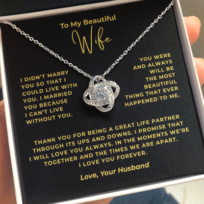 To My Beautiful Wife Interlocking Hearts Necklace
