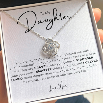 To My Daughter Love Knot Necklace