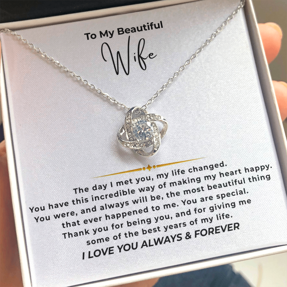 To My Beautiful Wife Interlocking Hearts Necklace