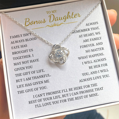 To My Daughter Love Knot Necklace