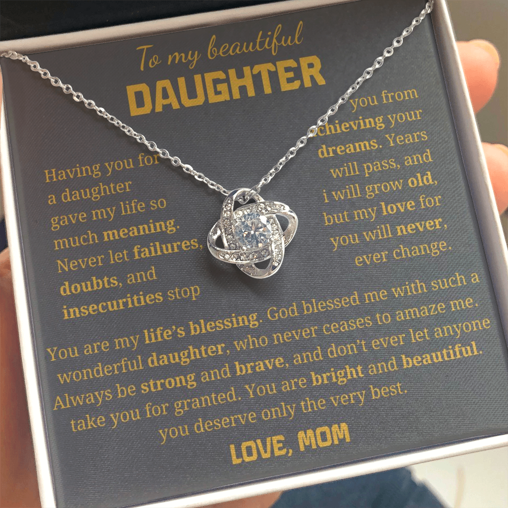 To My Daughter Love Knot Necklace